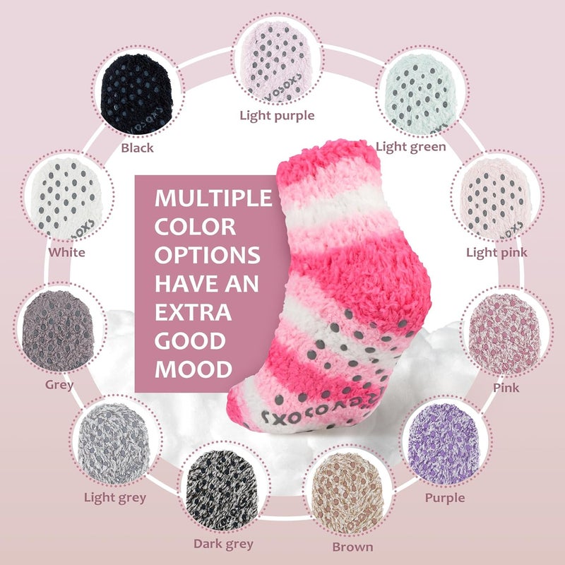 Revosoxs Fuzzy Grip Socks for Women Men,Thick Warm Slipper Cozy Fluffy Non Slip Ankle Hospital socks With Grips. - Image 3